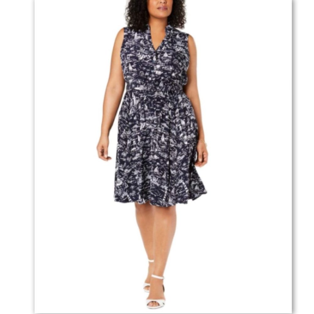 NWT! Charter Club Macy's Sailboat Fit Flare Dress 24W